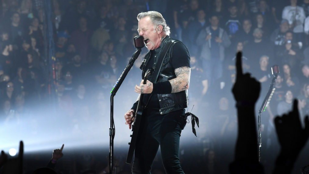 James Hetfield of the band Metallica performs at Bridgestone Arena