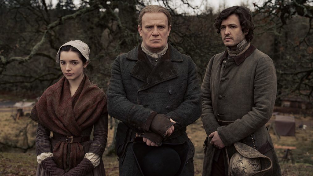 Jessica Reynolds, Mark Lewis Jones, and Alexander Vlahos in Outlander Season 6