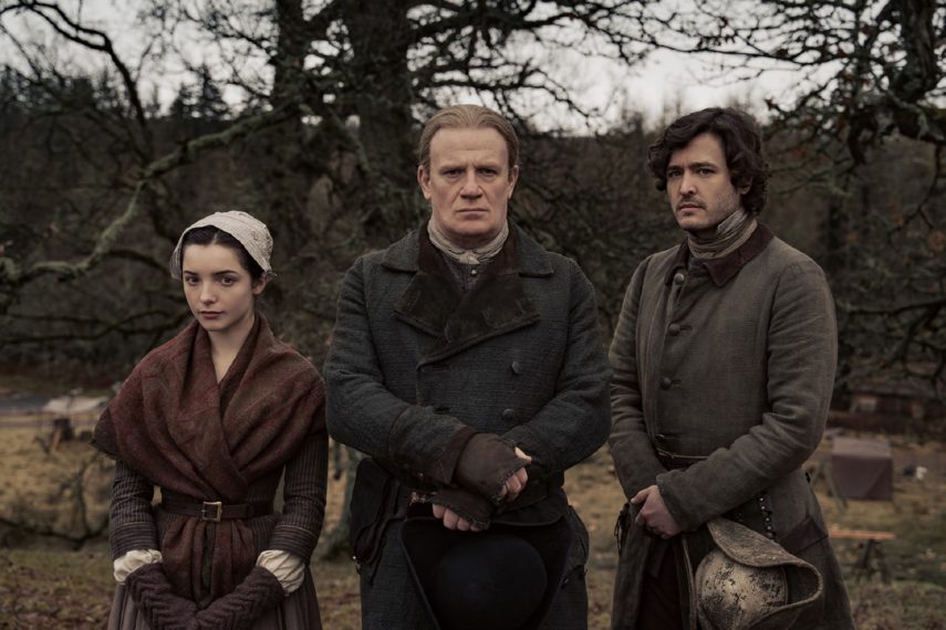 Outlander Season 6 Jessica Reynolds, Mark Lewis Jones, and Alexander Vlahos