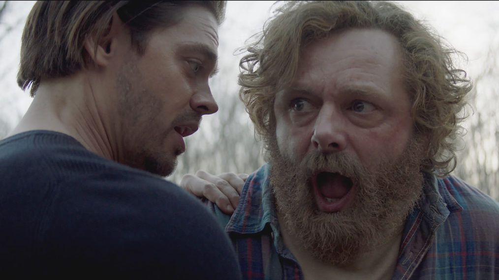 Tom Payne as Malcolm, Michael Sheen as Martin in Prodigal Son