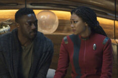 David Ajala as Book, Sonequa Martin-Green as Burnham in Star Trek Discovery