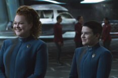 Mary Wiseman as Tilly, Blu del Barrio as Adira in Star Trek Discovery