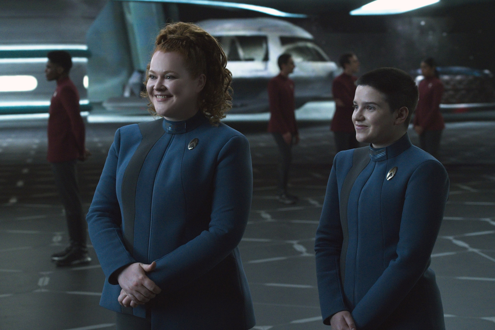 Mary Wiseman as Tilly, Blu del Barrio as Adira in Star Trek Discovery