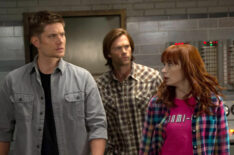 Jensen Ackles as Dean, Jared Padalecki as Sam, Felicia Day as Charlie in Supernatural