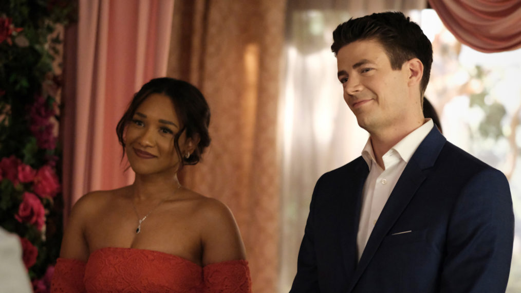 Candice Patton as Iris West and Grant Gustin as Barry Allen in The Flash