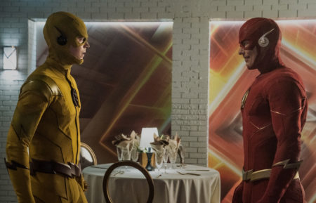 Grant Gustin as Reverse Flash, Tom Cavanagh as The Flash