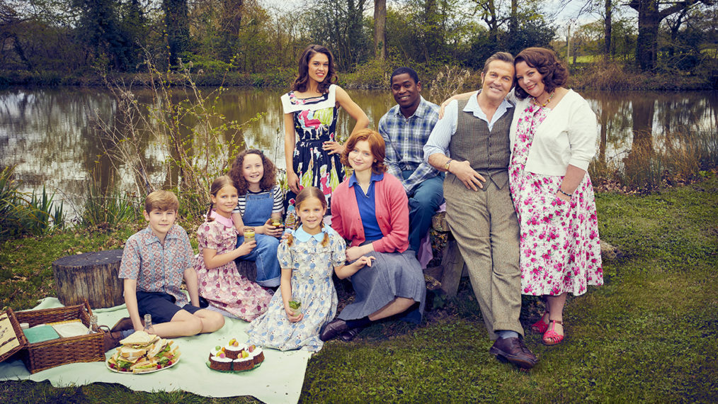 The Larkins - Montgomery Larkin [Liam Middleton], Petunia Larkin [Rosie Coleman], Victoria Larkin [Lola Shepelev], Zinnia Larkin [Davina Coleman], Mariette [Sabrina Bartlett], Primrose Larkin [Lydia Page], Charley [Tok Stephen], Pop Larkin [Bradley Walsh] and Ma Larkin [Joanna Scanlan]