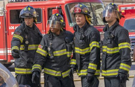 Oliver Stark, Aisha Hinds, Peter Krause, Ryan Guzman in 9-1-1