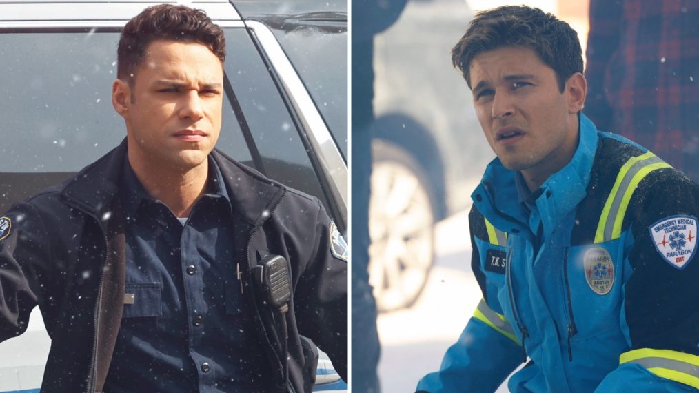 Rafael Silva as Carlos, Runen Rubinstein as TK in 9-1-1 Lone Star