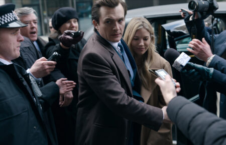 Rupert Friend and Sienna Miller avoiding the press in Anatomy of a Scandal