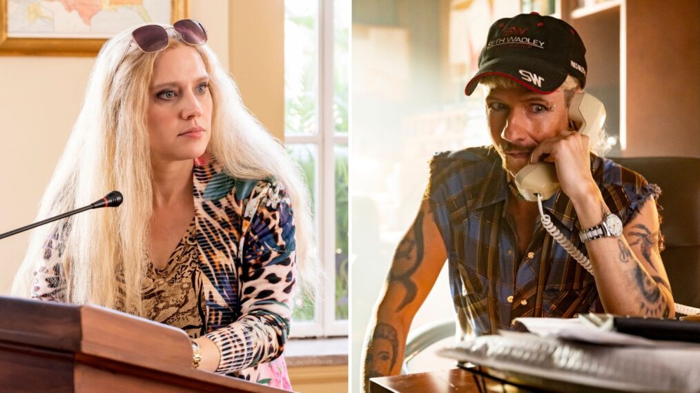 Kate McKinnon as Carole, John Cameron Mitchell as Joe in Joe vs. Exotic