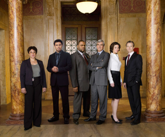 S. Epatha Merkerson, Jeremy Sisto, Anthony Anderson, Sam Waterston, Alana De La Garza, Linus Roache in Law & Order