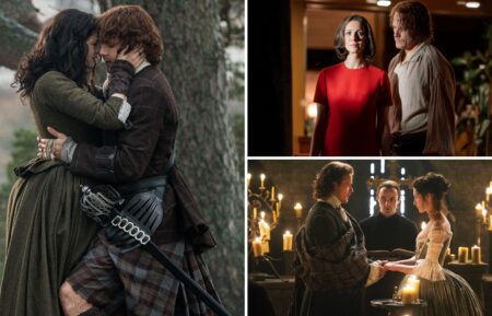 Outlander Favorite Episodes Sam Heughan, Caitriona Balfe, and Diana Gabaldon