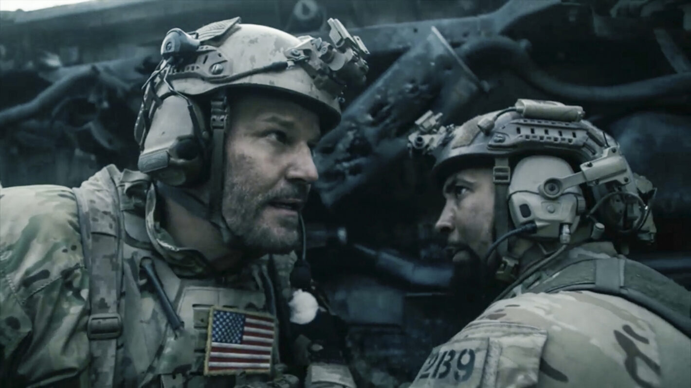 David Boreanaz as Jason Hayes, Neil Brown Jr. as Ray Perry in SEAL Team
