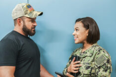 AJ Buckley as Sonny Quinn, Toni Trucks as Lisa Davis in SEAL Team