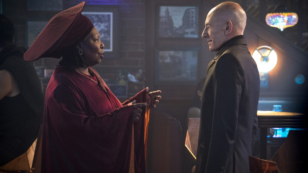 Whoopi Goldberg as Guinan, Patrick Stewart as Picard in Star Trek Picard