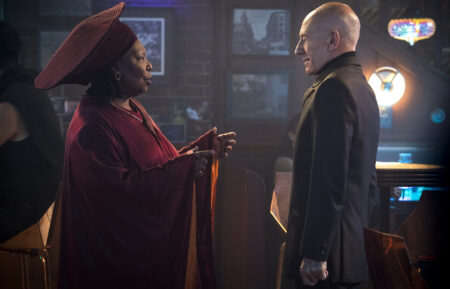 Whoopi Goldberg as Guinan, Patrick Stewart as Picard in Star Trek Picard