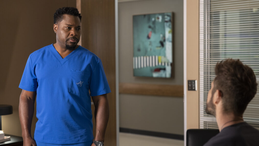 Malcolm-Jamal Warner as AJ, Matt Czuchry as Conrad in The Resident