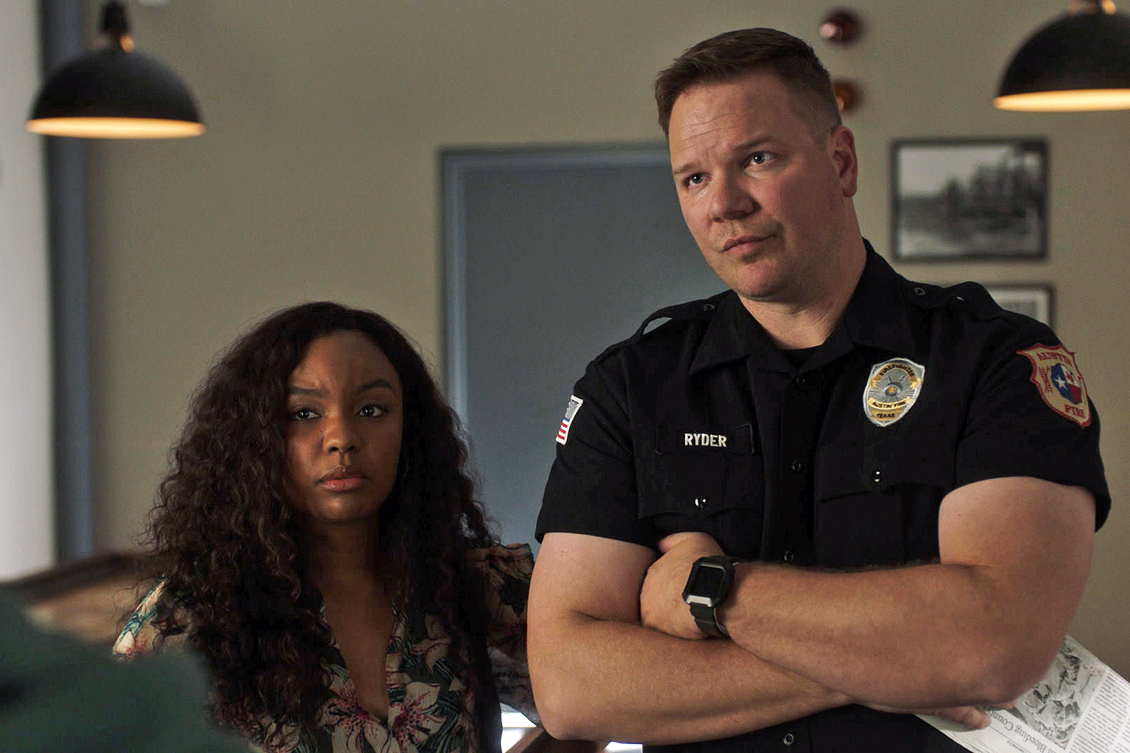 Sierra McClain as Grace, Jim Parrack as Judd in 9-1-1 Lone Star