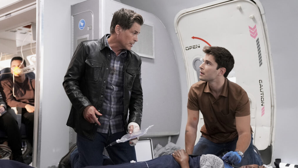 Rob Lowe as Owen and Ronen Rubinstein as T.K. in 9-1-1: Lone Star