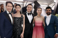 Lee Jung-jae, HoYeon Jung, Park Hae-soo, Kim Joo-ryeong, and Anupam Tripathi of 'Squid Game' at the 2022 SAG Awards