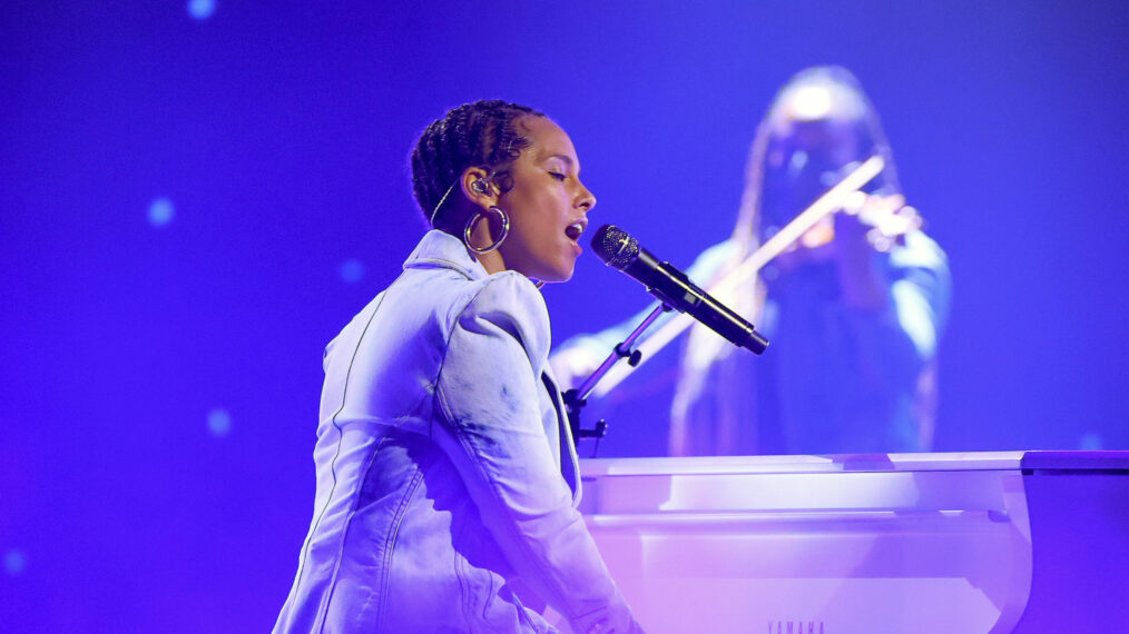 Alicia Keys performing at the 2021 Billboard Music Awards