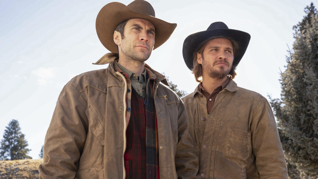 Wes Bentley as Jamie, Luke Grimes as Kayce in Yellowstone