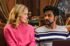 Rose McIver as Samantha, Utkarsh Ambudkar as Jay in Ghosts