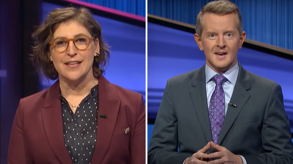 Mayim Bialik and Ken Jennings on Jeopardy!