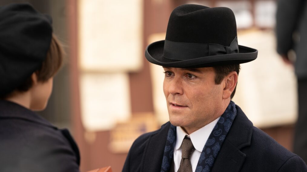 Yannick Bisson as William Murdoch, Etienne Kellici as Harry Murdoch in Murdoch Mysteries