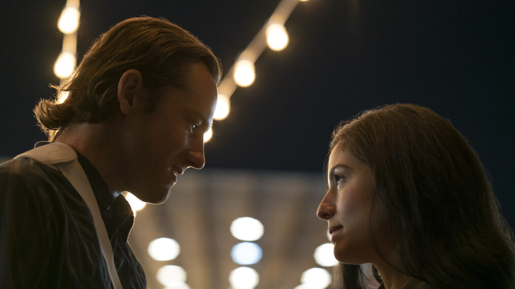 Lewis Pullman as Rhett Abbott, Isabel Arraiza as Maria Olivares in Outer Ranger