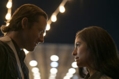 Lewis Pullman as Rhett Abbott, Isabel Arraiza as Maria Olivares in Outer Ranger