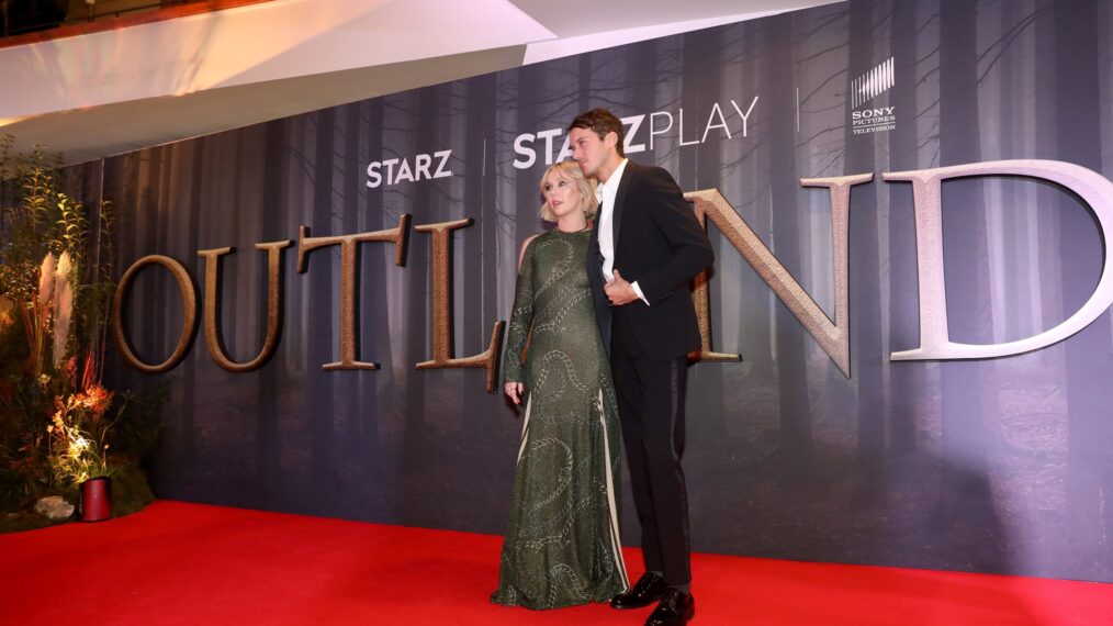 Lauren Lyle and Cesar Domboy attends the Outlander Season 6 premiere