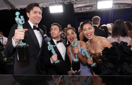 Nicholas Braun, Kieran Culkin, Juliana Canfield and Jihae at the 2022 Screen Actors Guild Awards