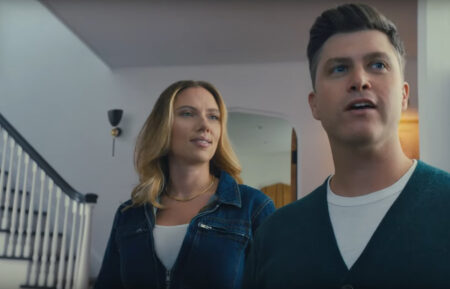 Scalett Johansson and Colin Jost in an Amazon Alexa advertisement