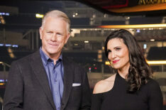 Boomer Esiason and Daniela Ruah, hosts of Super Bowl Greatest Commerials: All-Time Classics