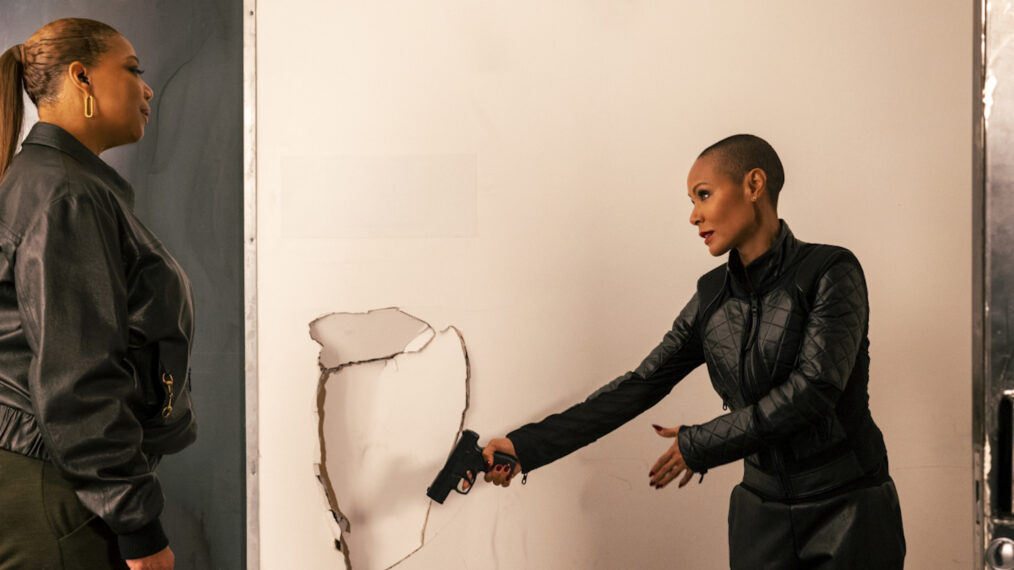 Queen Latifah as Robyn McCall, Jada Pinkett Smith as Jessie in The Equalizer