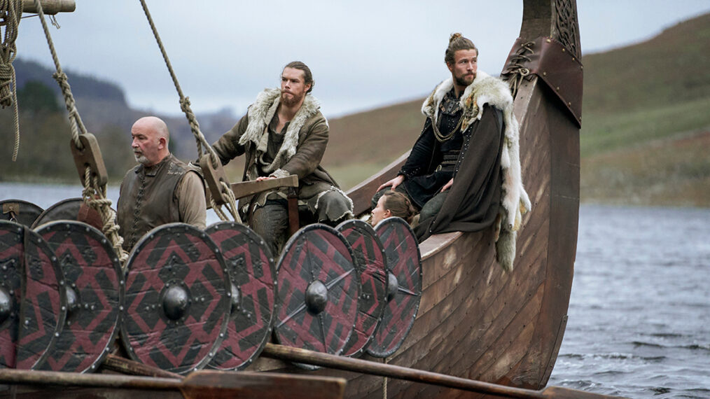Sam Corlett as Leif, Lujza Richter as Liv, Leo Suter as Harald in Vikings Valhalla