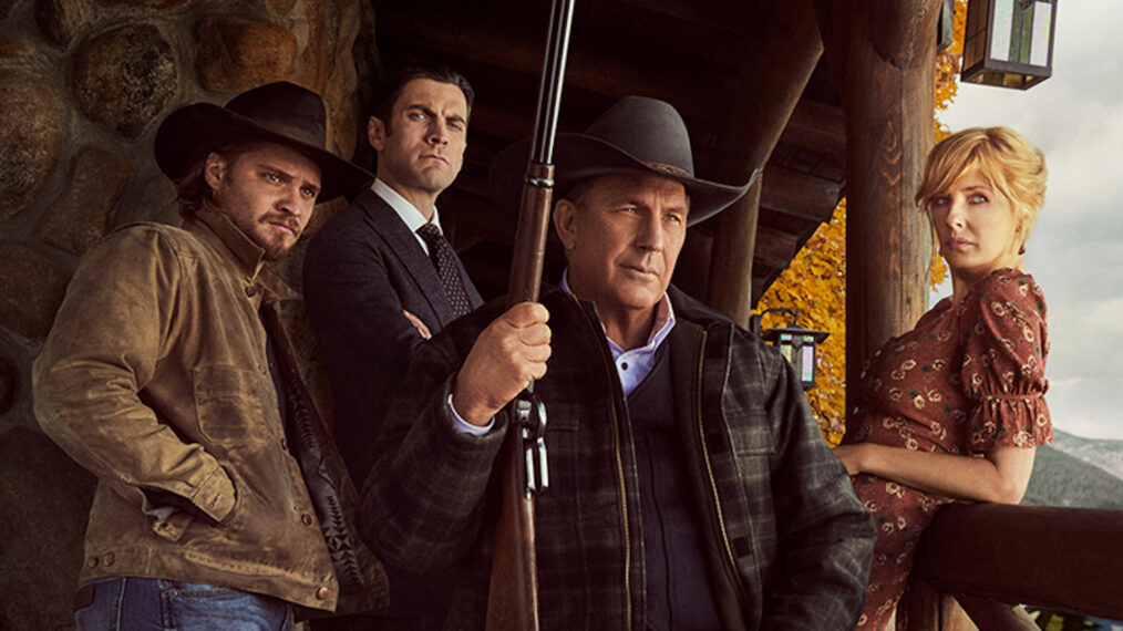 Luke Grimes, Wes Bentley, Kevin Costner, Kelly Reilly in Yellowstone