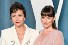 Maggie Gyllenhaal and Dakota Johnson at 2022 Vanity Fair Oscar Party