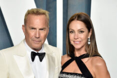 Kevin Costner and Christine Baumgartner attend the 2022 Vanity Fair Oscar Party