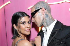 Kourtney Kardashian and Travis Barker attend the 2022 Vanity Fair Oscar Party