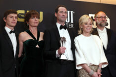 Evan Peters, Julianne Nicholson, Brad Ingelsby, Jean Smart, and Craig Zobel of 'Mare of Easttown' at the 27th Annual Critics Choice Awards