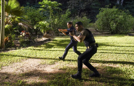 Vanessa Lachey as Jane Tennant, Wilmer Valderrama as Nick Torres in NCIS Hawai'i