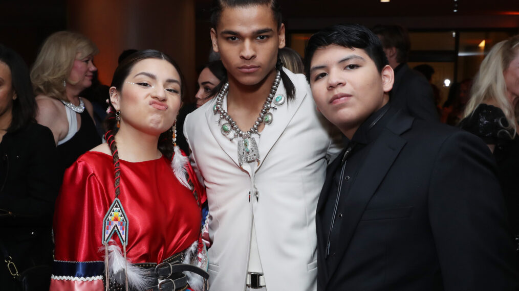 Paulina Alexis, D'Pharaoh Woon-A-Tai, Lane Factor of Reservation Dogs at the 27th Annual Critics Choice Awards