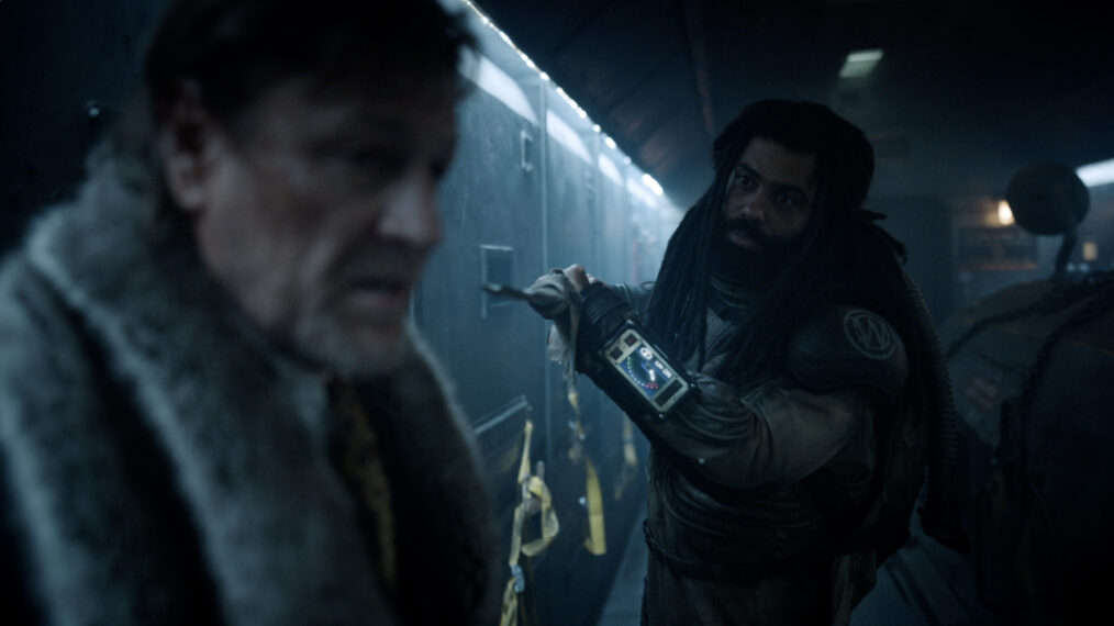 Sean Bean as Wilford and Daveed Diggs as Andre Layton in 'Snowpiercer' Season 3 finale