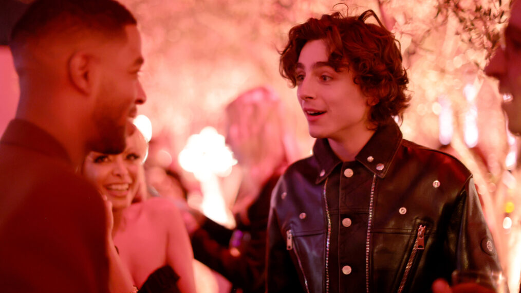 Timothée Chalamet with Kid Cudi at the 2022 Vanity Fair Oscar Party