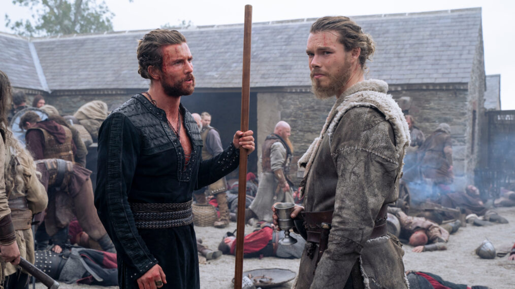 Leo Suter as Harald and Sam Corlett as Leif in Vikings Valhalla