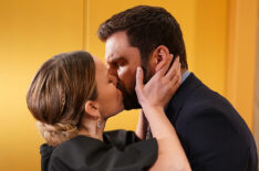 Allison Miller and James Roday Rodriguez kissing in an elevator in A Million Little Things