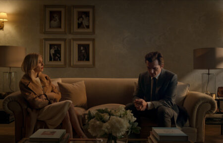 Sienna Miller as Sophie Whitehouse, Rupert Friend as James Whitehouse in Anatomy of a Scandal